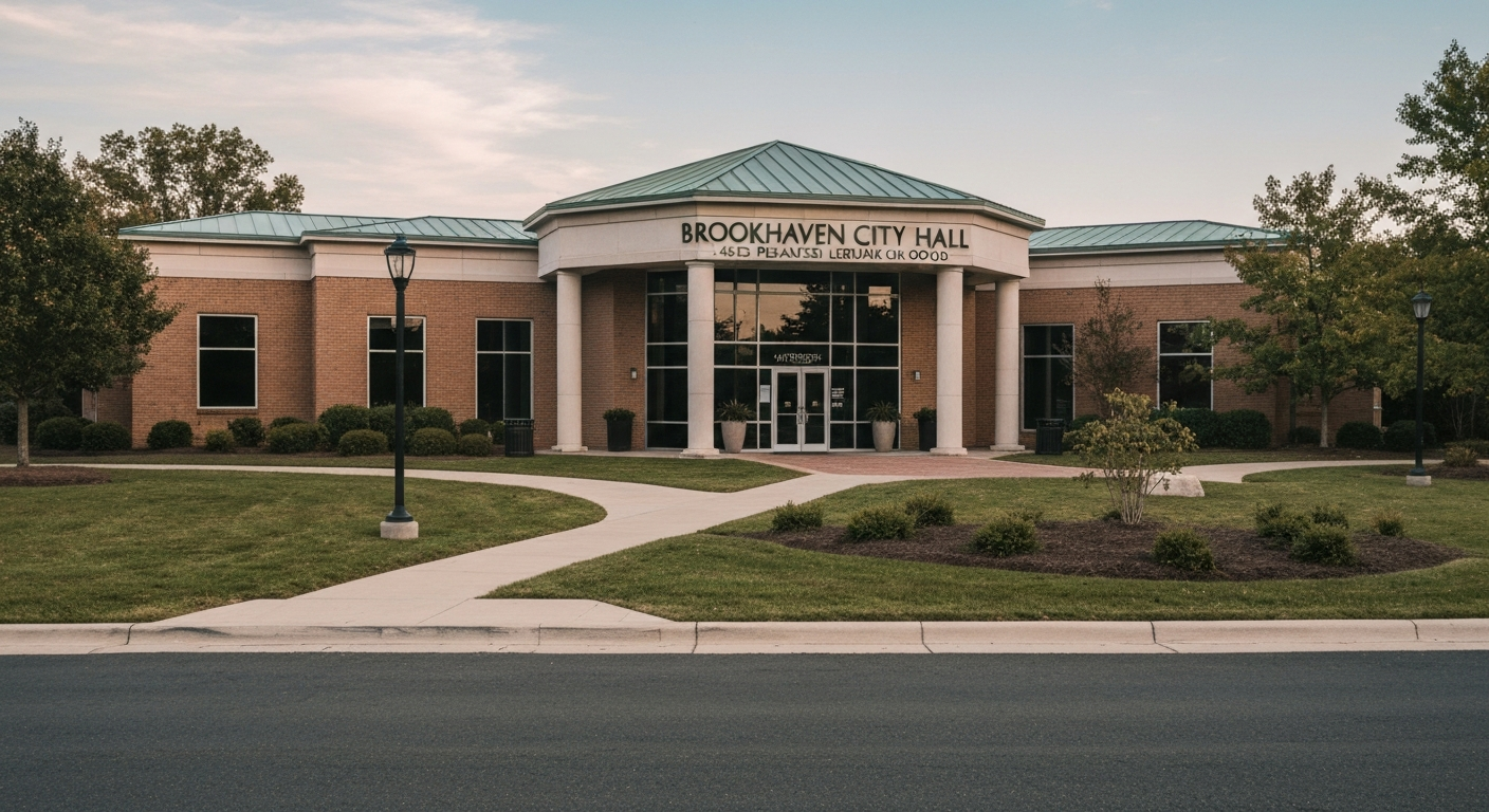 Brookhaven Georgia City Hall at 4362 Peachtree Road where the Finance Department manages business licenses through the online GovOS portal