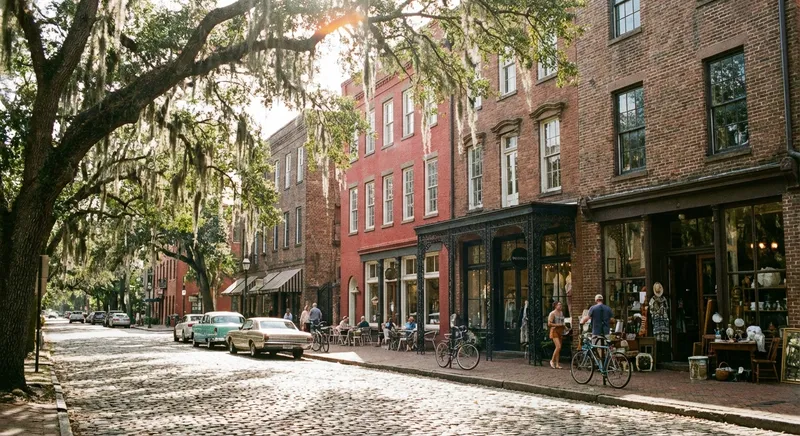 Georgia commercial street with small businesses