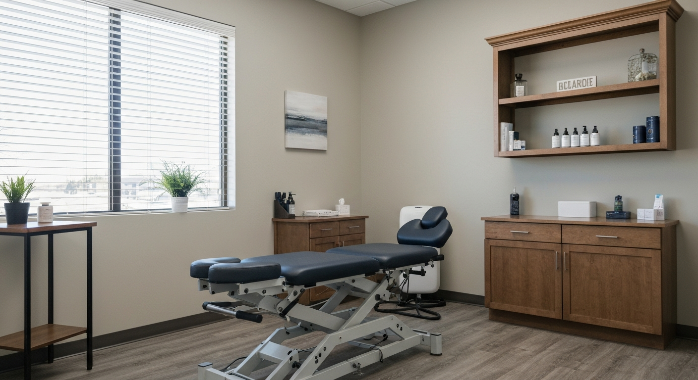 Georgia chiropractic office with adjustment table and professional decor
