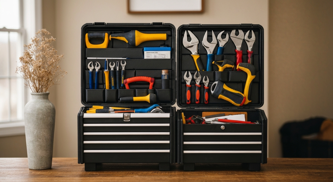 Organized handyman tools and toolbox for a Georgia handyman business
