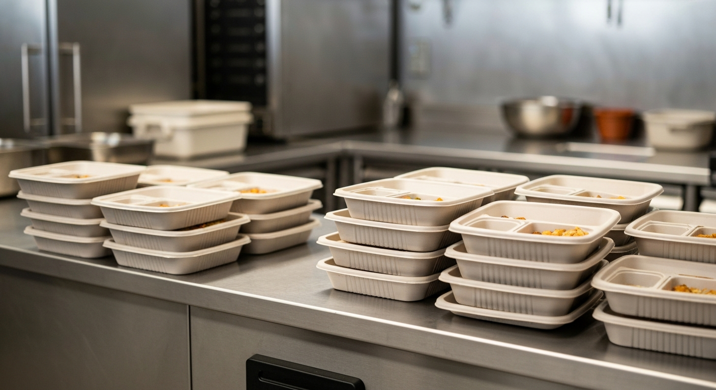 Meal prep containers assembled in a Georgia commercial kitchen