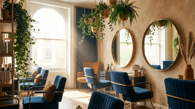 Bright salon interior with styling chairs, Georgia Cosmetology, Esthetician, Nail Technician and Barber Licenses