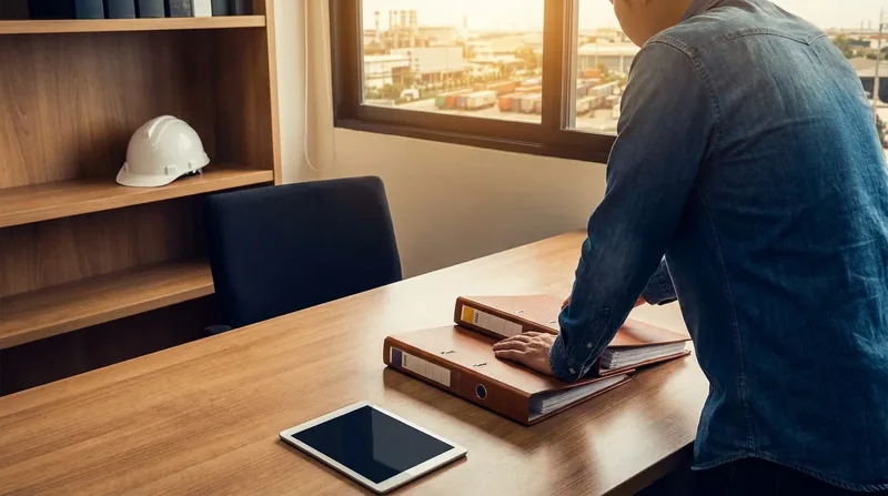 Payroll binders and a hard hat on a desk, Georgia E-Verify and Legal Presence Affidavits for a Business License