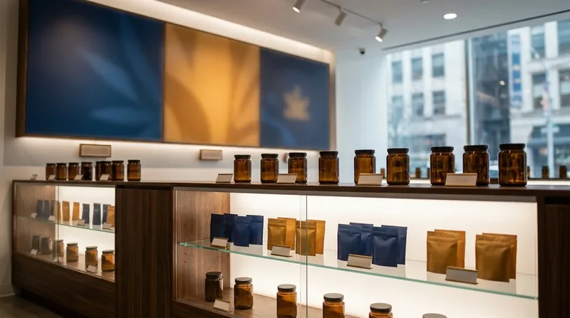 Minimal retail shelf of jars and pouches, How to Open a Hemp or CBD Store in Georgia