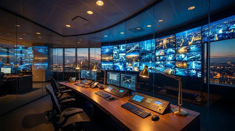 Security desk with a wall of camera monitors, How to Start a Security Guard or Private Investigator Company in Georgia