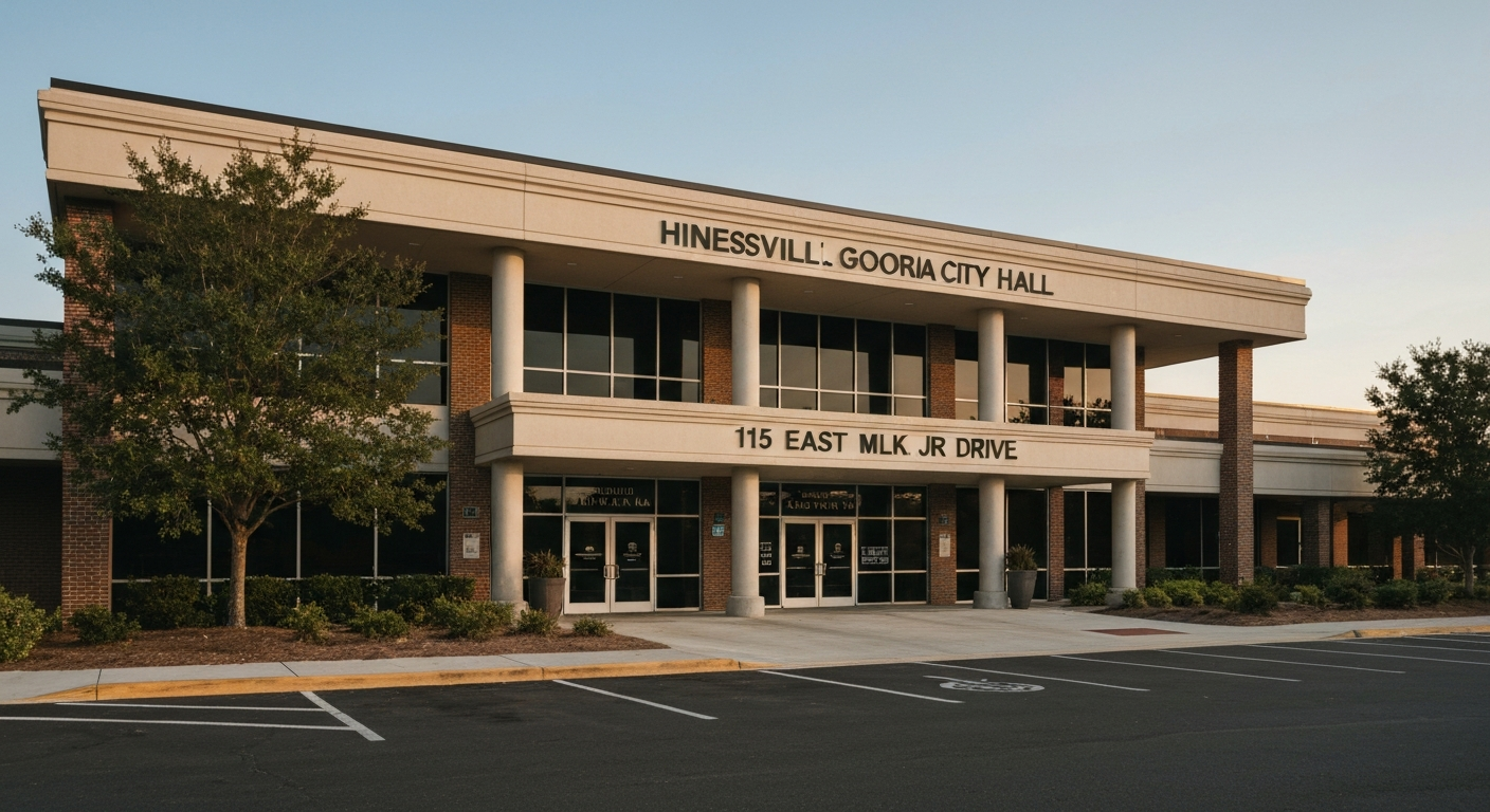 Hinesville Georgia City Hall at 115 East MLK Jr Drive where the Business License Office processes all new business applications