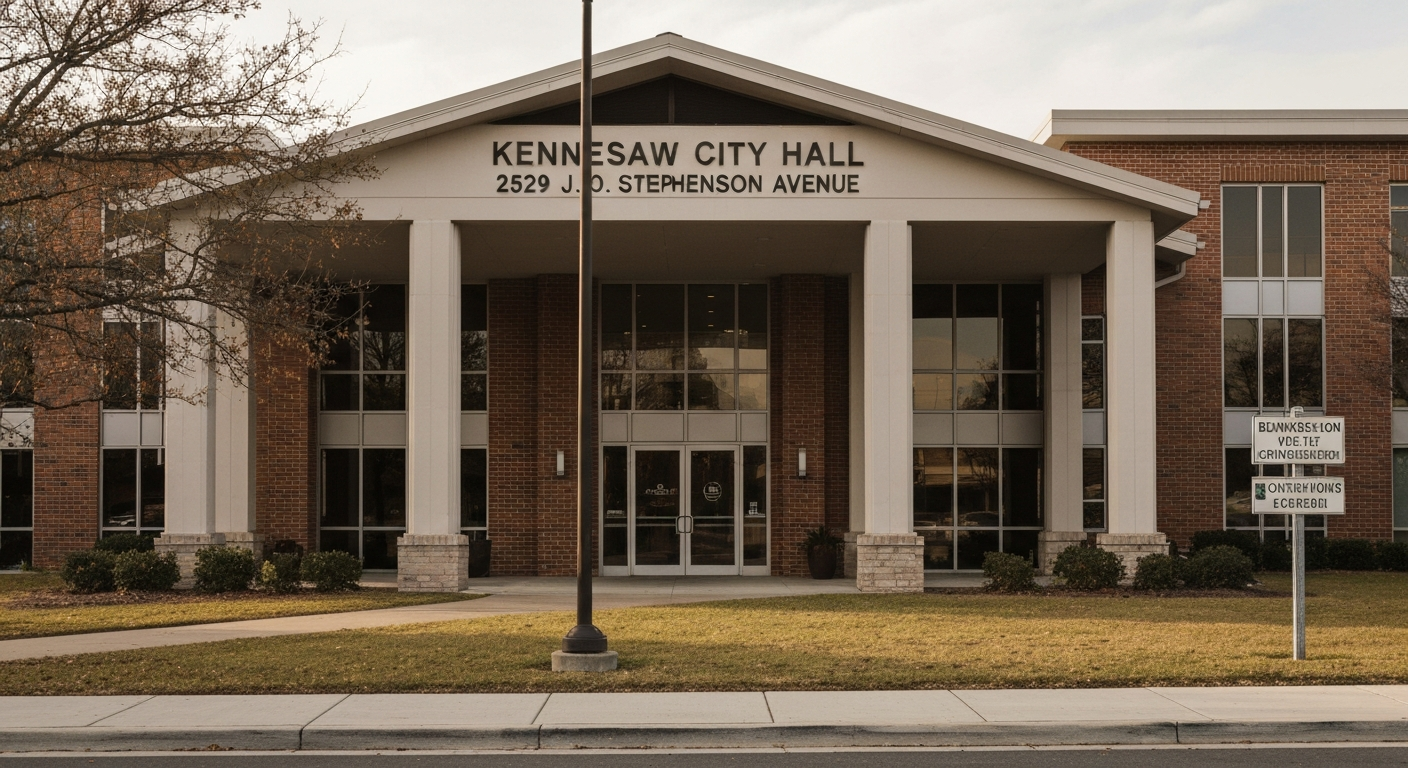 Kennesaw Georgia City Hall at 2529 J.O. Stephenson Avenue where businesses apply for occupation tax certificates
