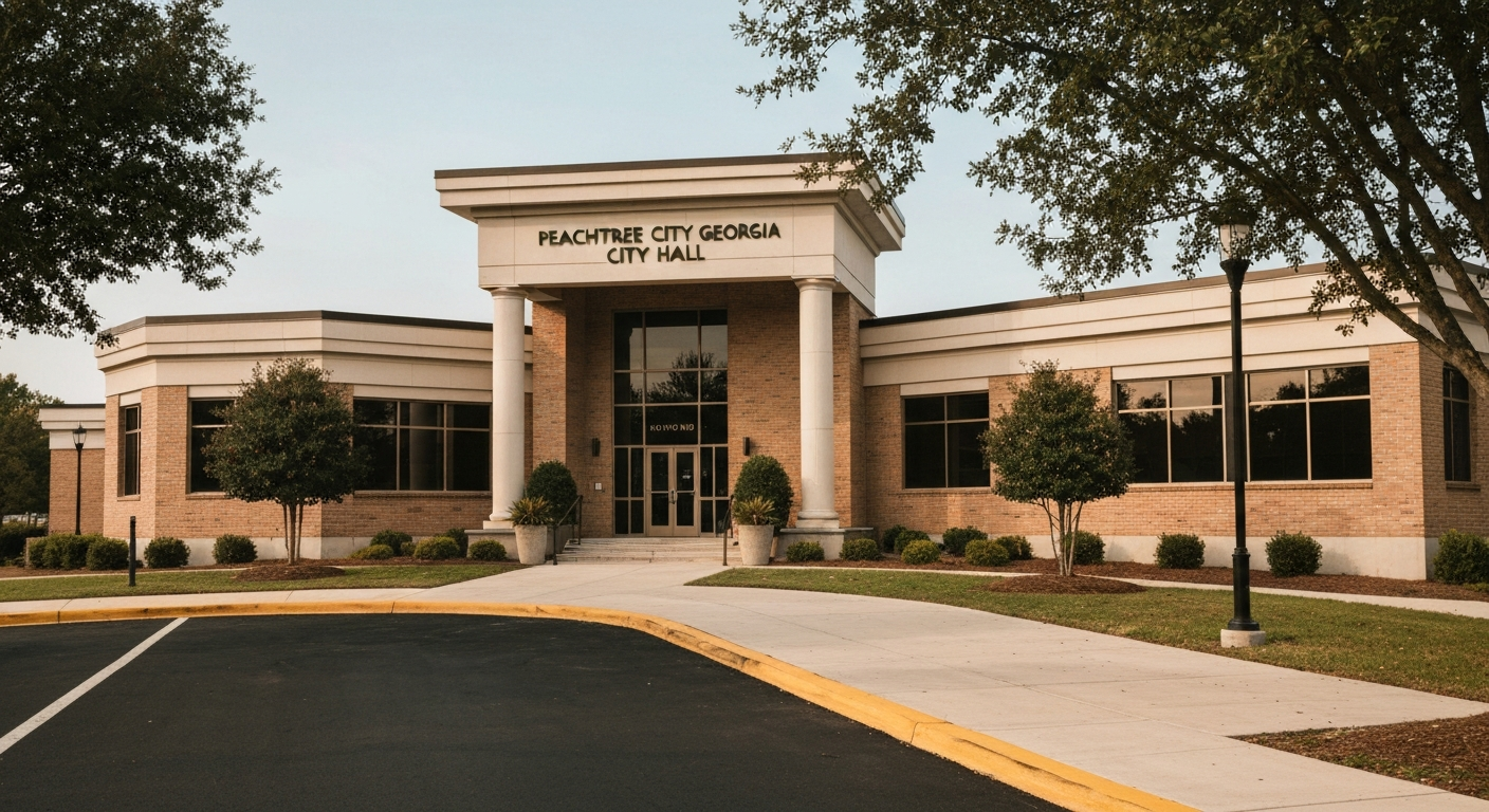 Peachtree City Georgia City Hall at 151 Willowbend Road where businesses obtain their employee-based occupation tax certificate