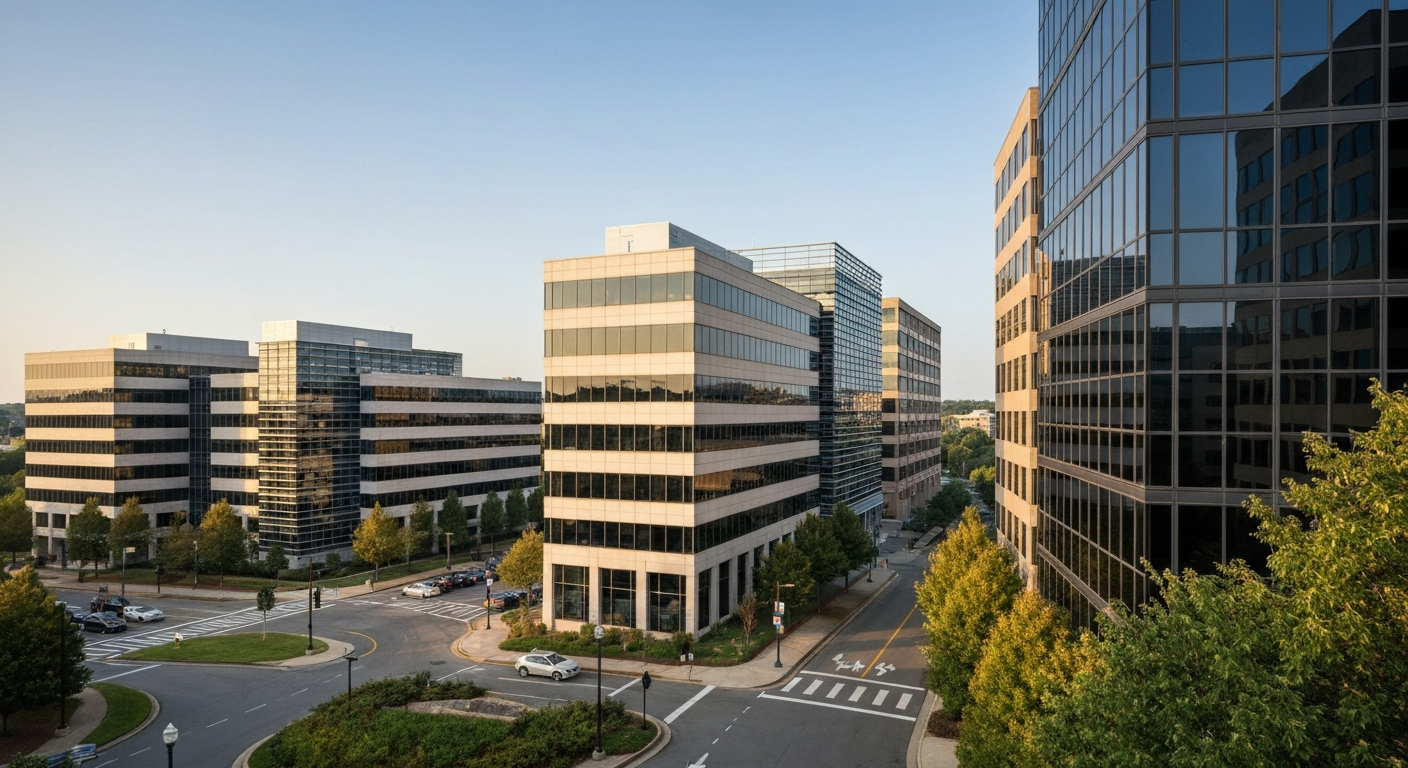 Sandy Springs Georgia corporate business district showing modern office buildings where UPS and other Fortune 500 companies are headquartered