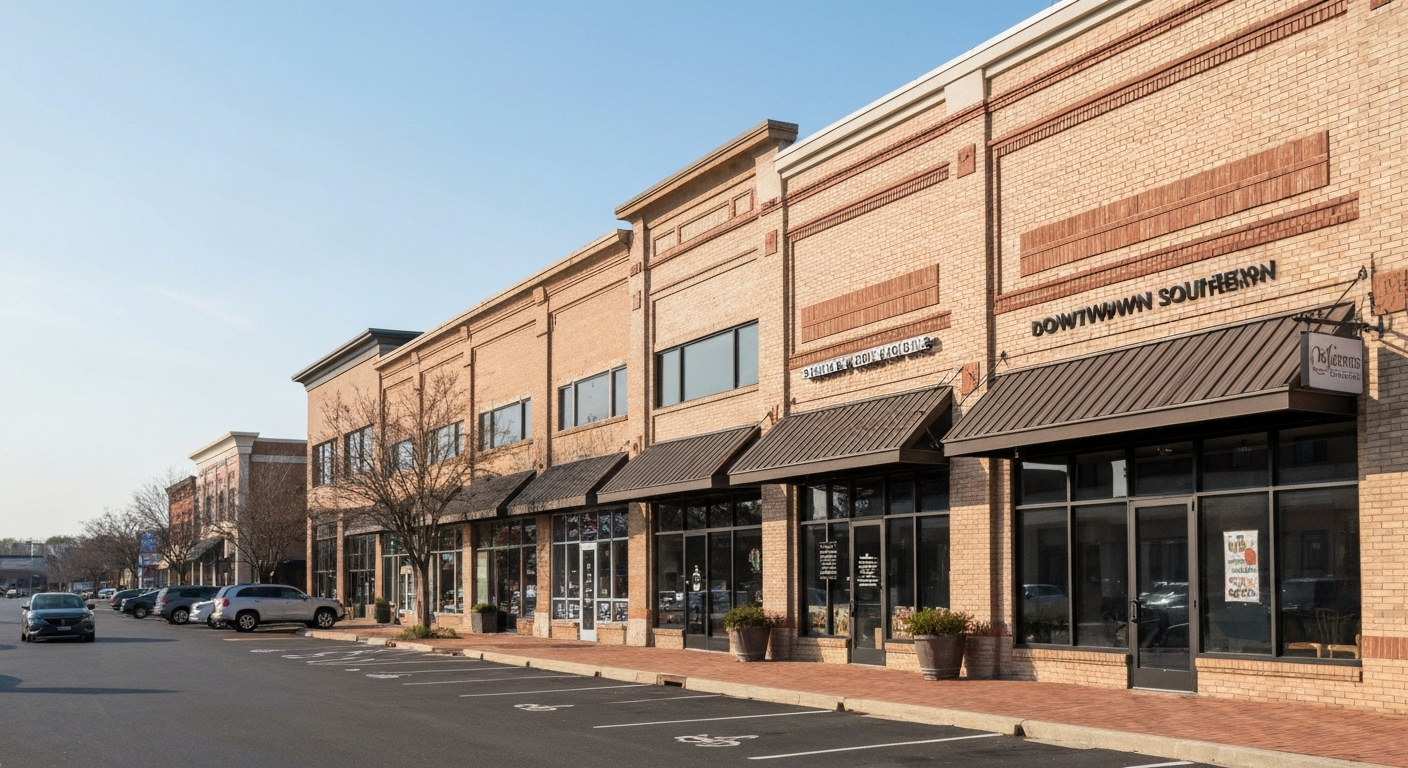 Downtown Statesboro Georgia commercial district near Georgia Southern University campus