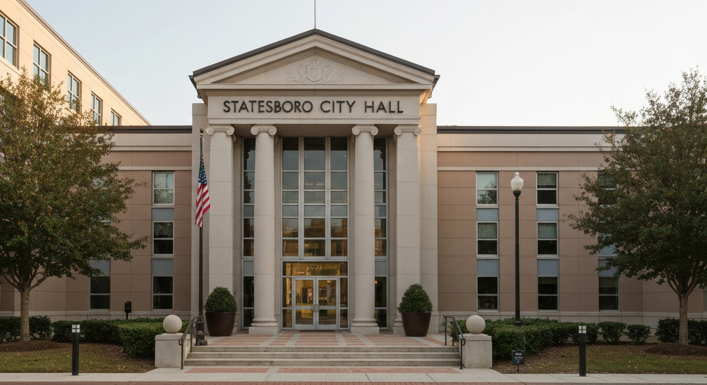 Statesboro Georgia City Hall where business owners apply for occupation tax certificates through the City Clerk office