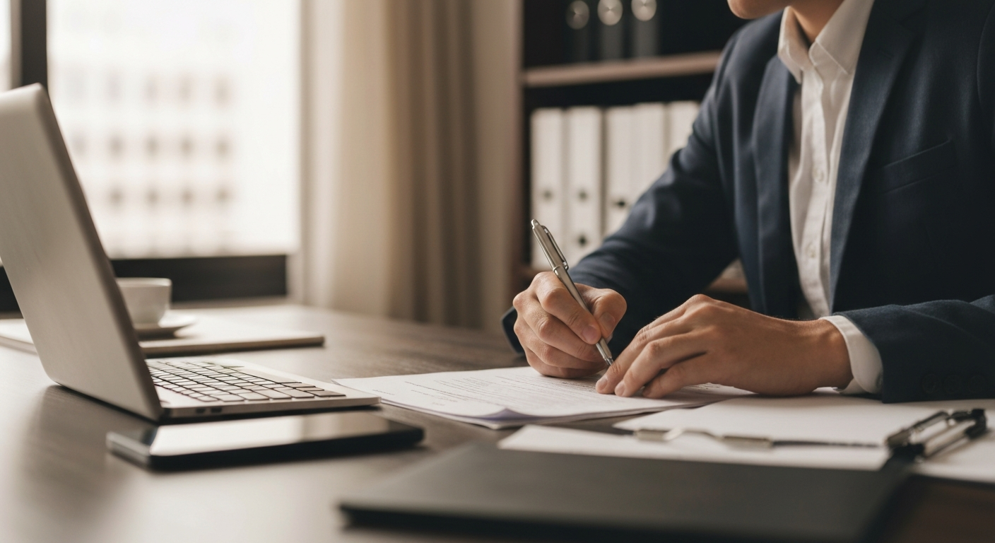 Business owner completing Valdosta Georgia occupation tax certificate application at a desk